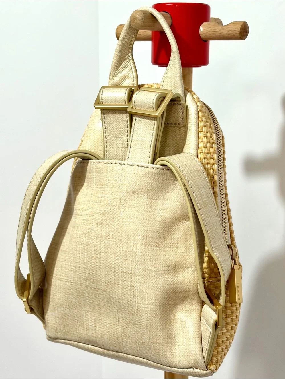 Hammitt Hunter 2 Small Backpack In Ricotta Raffia With Brushes Gold Hardware
